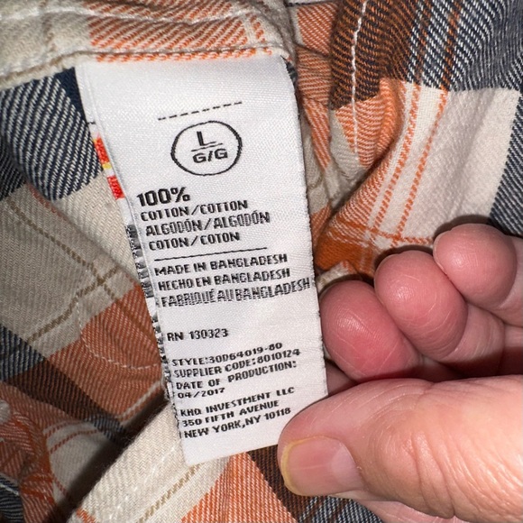 Flannel Refashioned Shirt Carhartt graphic on Buffalo Shirt. Unisex - Picture 7 of 8